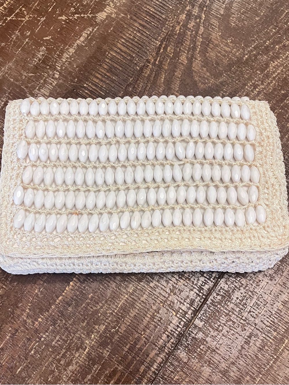 Vintage made in Italy for Walborg Handcrafted Cream Beaded Women’s Clutch purse